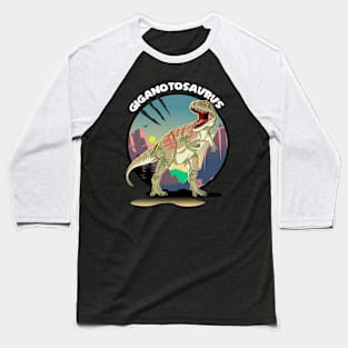 Giganotosaurus Dinosaur Design With Background Baseball T-Shirt